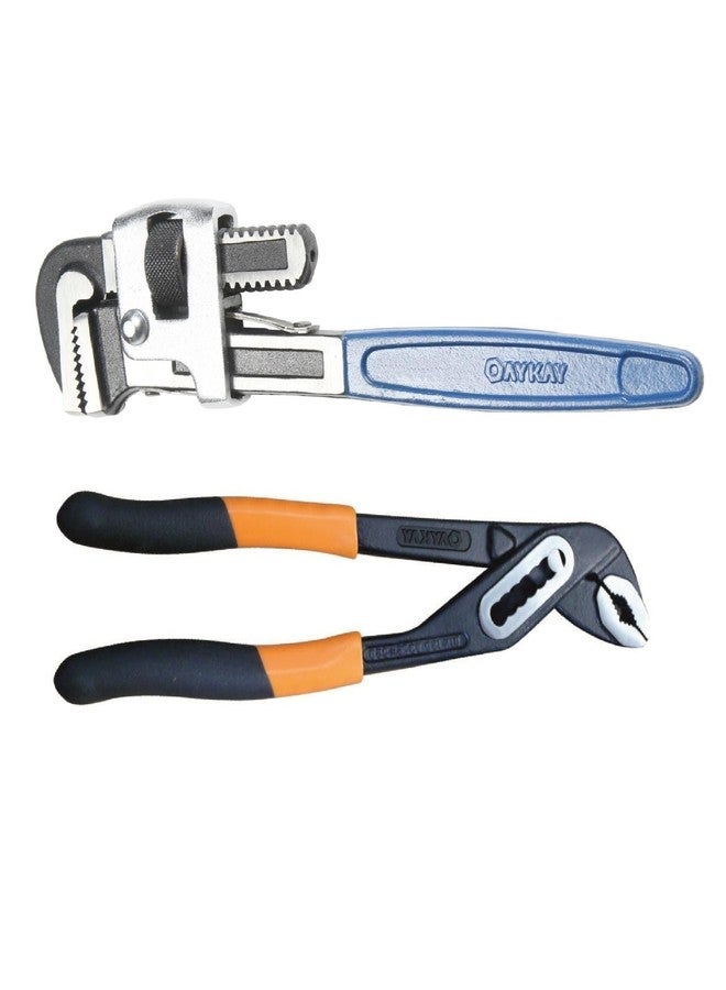 OAYKAY TOOLS أدوات Oaykay SKU 213 مجموعة أدوات يدوية منزلية مكونة من قطعتين (مفتاح ربط الأنابيب 12 بوصة قطعة واحدة، كماشة مضخة المياه 10 بوصة قطعة واحدة). - Image 1